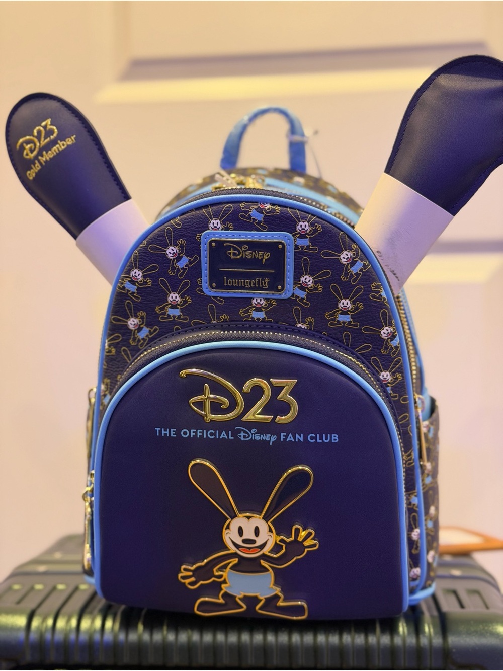 Loungefly D23 Navy Blue Oswald Mini Backpack & Ears Bundle